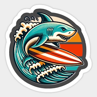 Surfing Shark Sticker